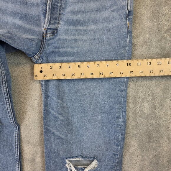 RE/DONE Jeans Womens 29 Blue Distressed Destroyed High Rise Button Fly Raw Hem - Picture 7 of 12